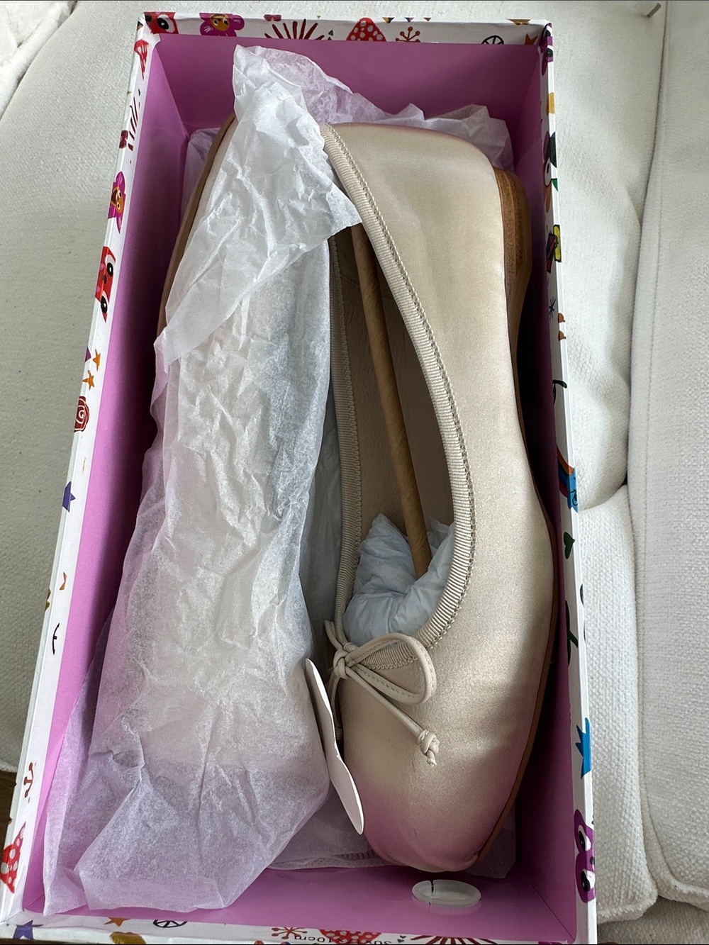 Jeffrey Campbell Champagne Satin Ballet Flats with Bow